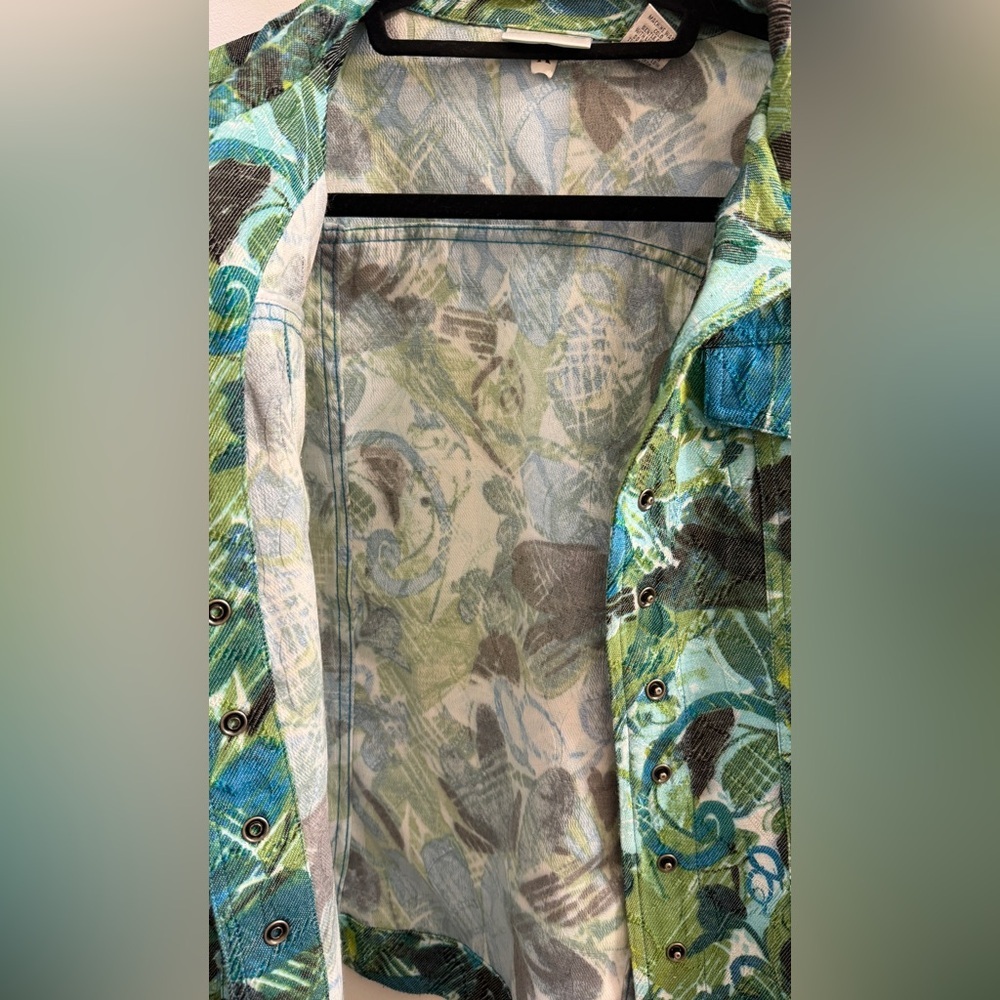 Chico’s Abstract Floral Tapestry Jacket Size 2 (L/12-14) - Picture 11 of 11